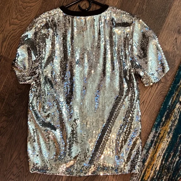MSGM Milano short sleeve sequin silver blouse - Picture 5 of 5
